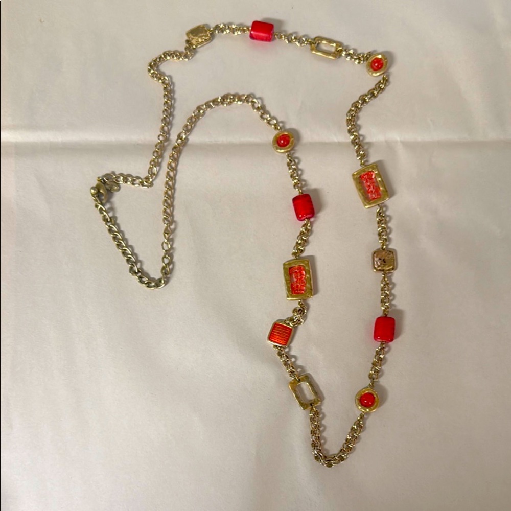 Elegant Gold and Red Necklace